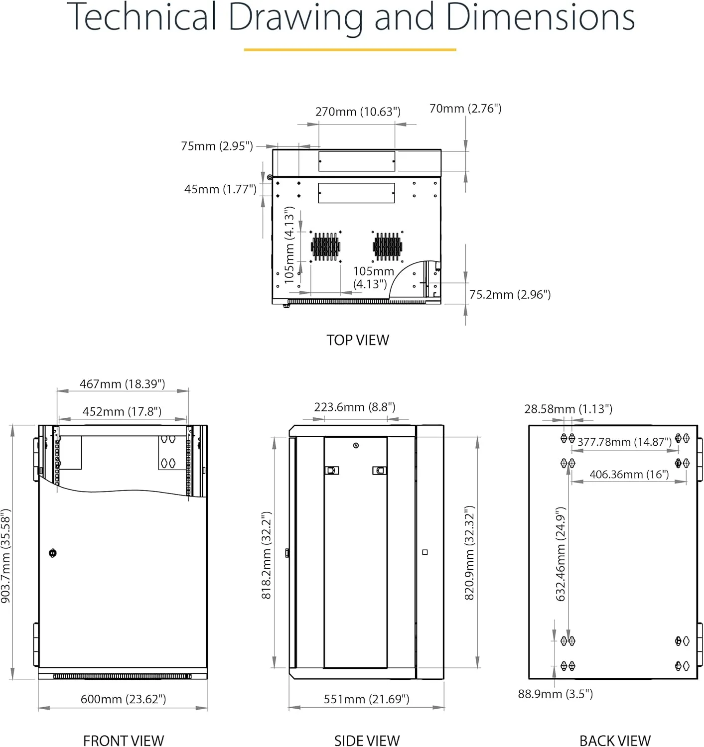 StarTech.com 18U Wall Mount Network Cabinet with Hinged Back Panel