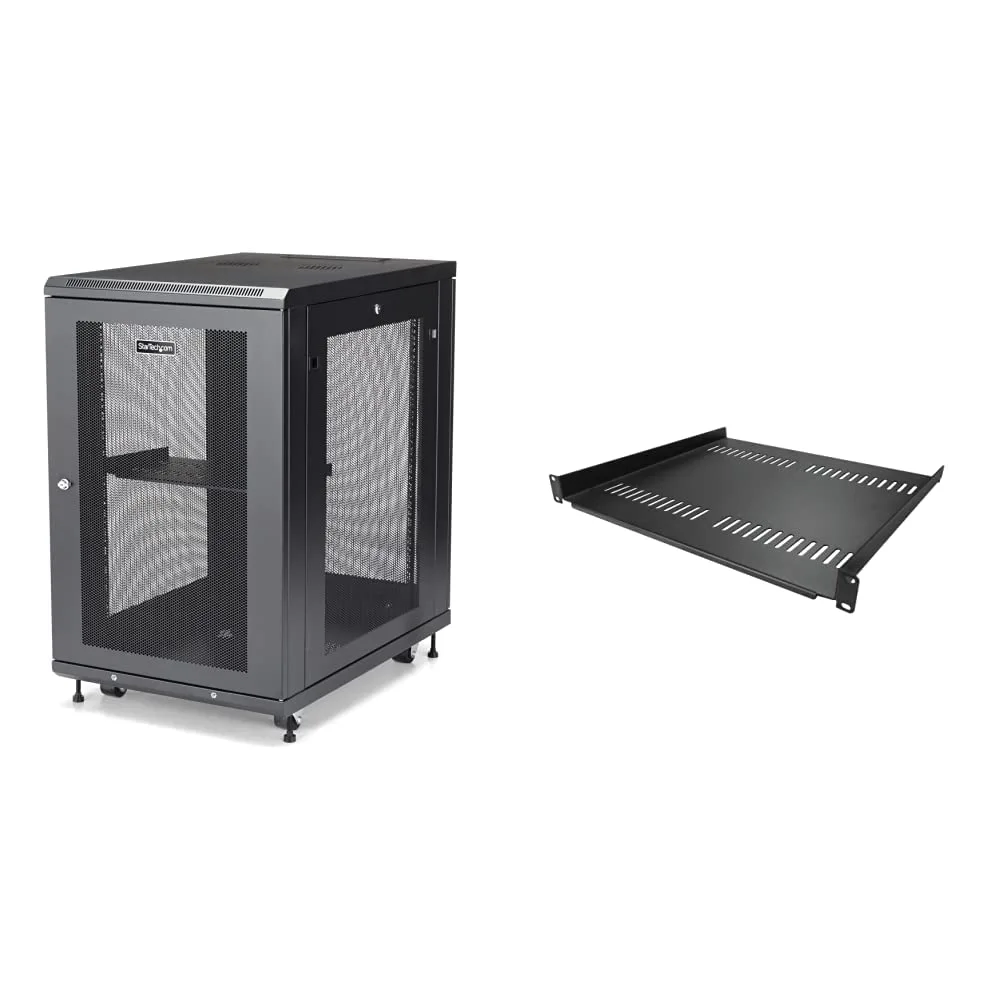 StarTech 4-Post 19" Server Rack Cabinet with Adjustable Mounting Rails and Locking Mesh Doors