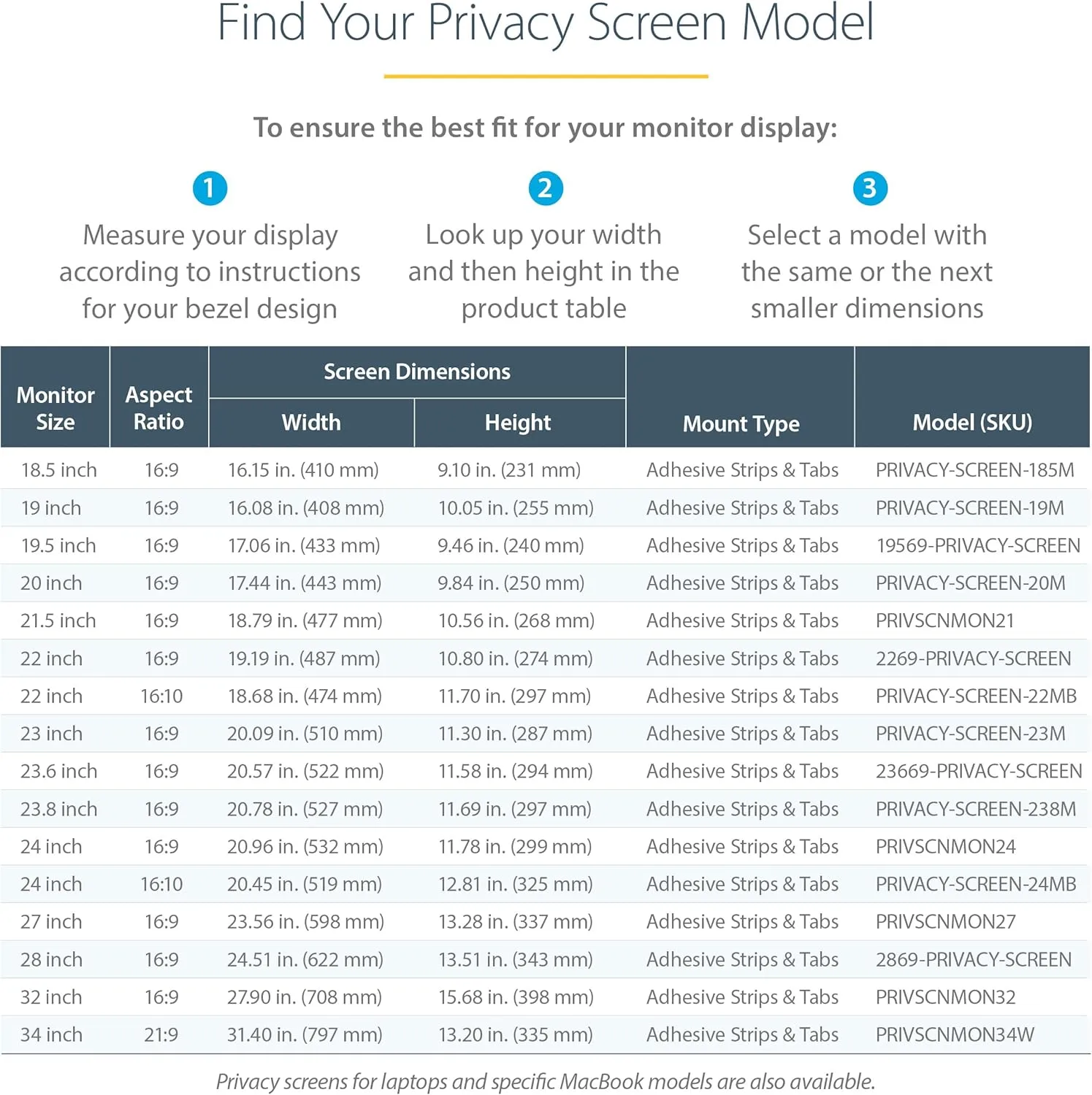 StarTech.com Monitor Privacy Screen - Reversible Matte/Gloss Filter