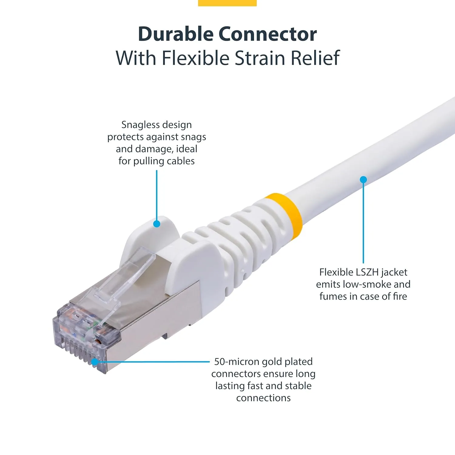 StarTech.com 6in White CAT8 Ethernet Cable, Snagless RJ45, 25G/40G, 2000MHz, 100W PoE++, S/FTP, 26AWG Pure Bare Copper, LSZH