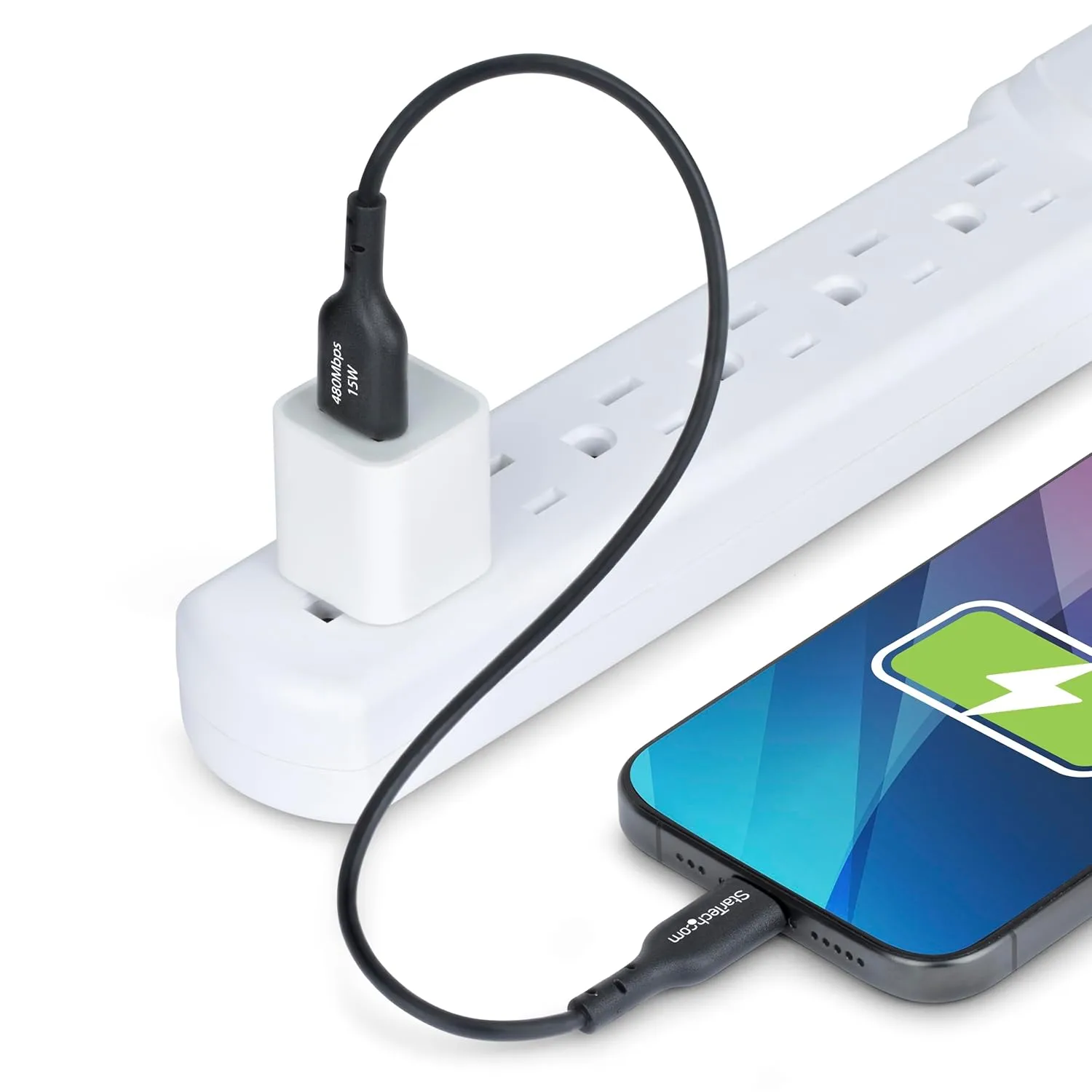 StarTech.com 1ft (30cm) USB-A to USB-C Charging Cable, Charge & Sync, 3A, USB 2.0, TPE Jacket, Black USB Charging Cord