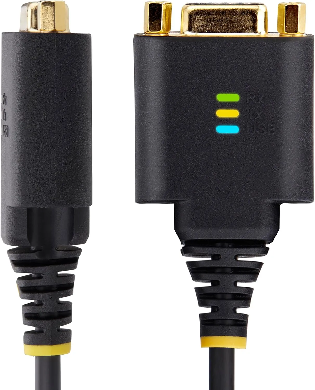 StarTech.com 1ft/30cm USB to Null Modem Serial Adapter Cable, COM Retention, FTDI, USB-A to RS232, Changeable DB9 Nuts/Screws