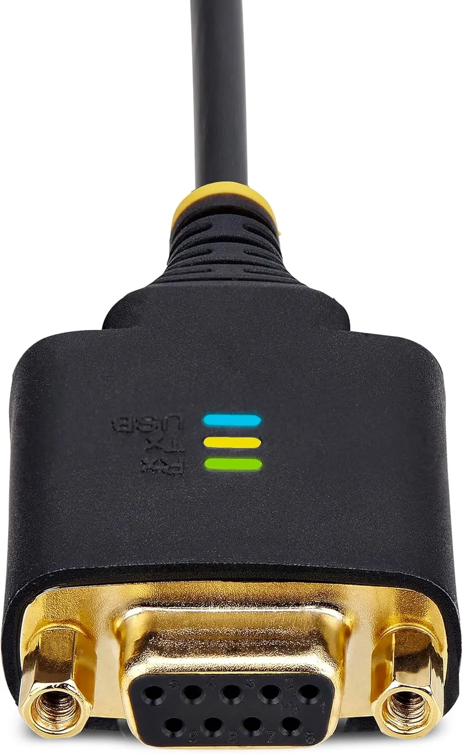 StarTech.com 1ft/30cm USB to Null Modem Serial Adapter Cable, COM Retention, FTDI, USB-A to RS232, Changeable DB9 Nuts/Screws