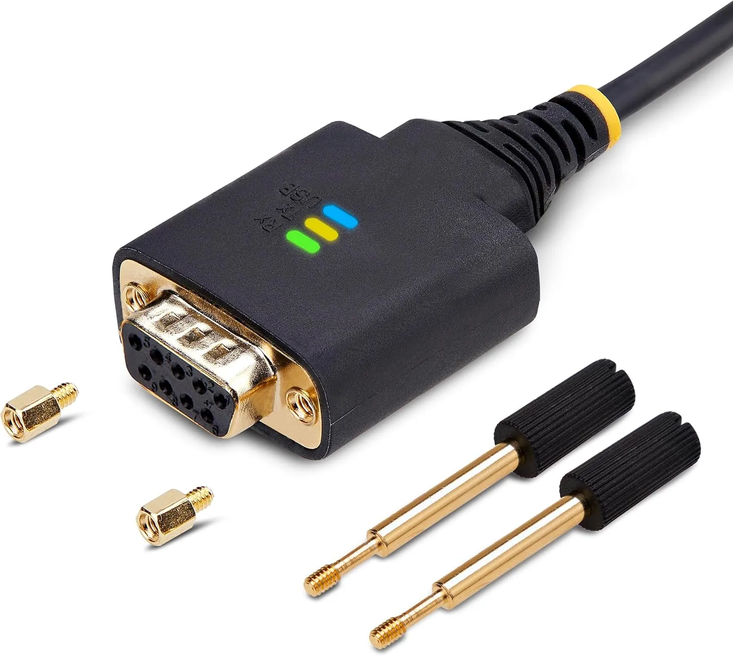 StarTech.com 1ft/30cm USB to Null Modem Serial Adapter Cable, COM Retention, FTDI, USB-A to RS232, Changeable DB9 Nuts/Screws
