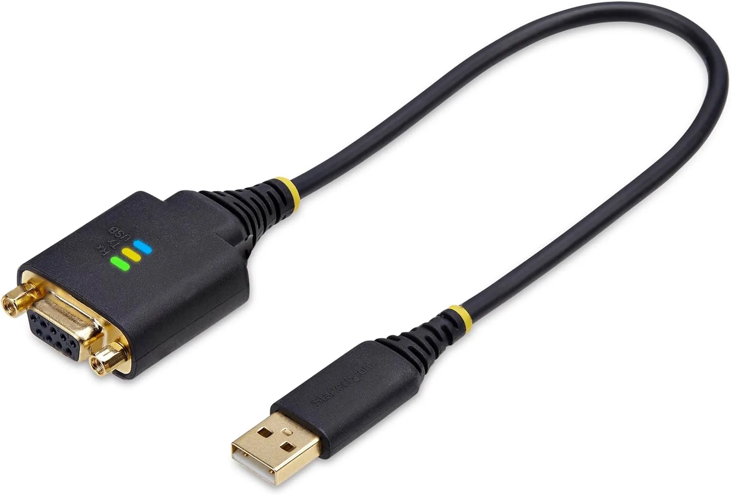 StarTech.com 1ft/30cm USB to Null Modem Serial Adapter Cable, COM Retention, FTDI, USB-A to RS232, Changeable DB9 Nuts/Screws