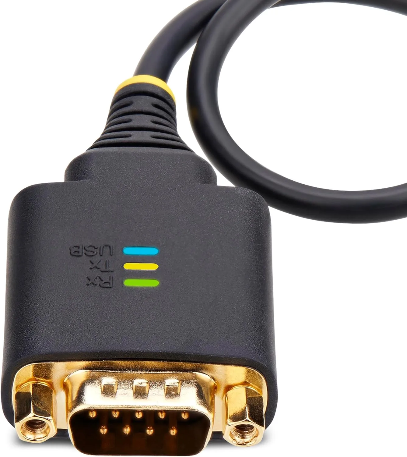 StarTech.com 1ft/30cm USB to Serial Adapter Cable, COM Retention, FTDI, USB-A to DB9 RS232, Interchangeable DB9 Nuts/Screws