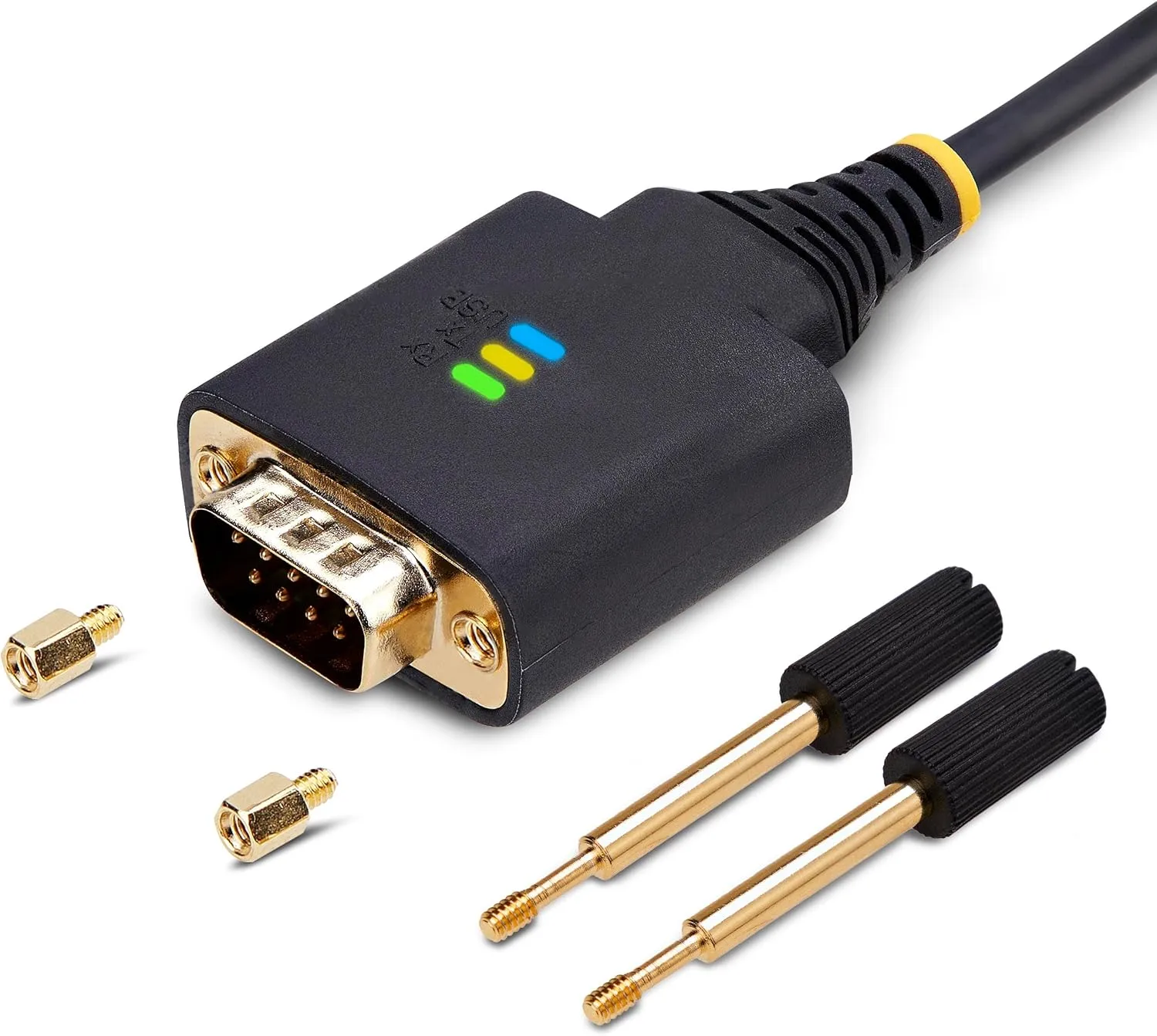 StarTech.com 1ft/30cm USB to Serial Adapter Cable, COM Retention, FTDI, USB-A to DB9 RS232, Interchangeable DB9 Nuts/Screws