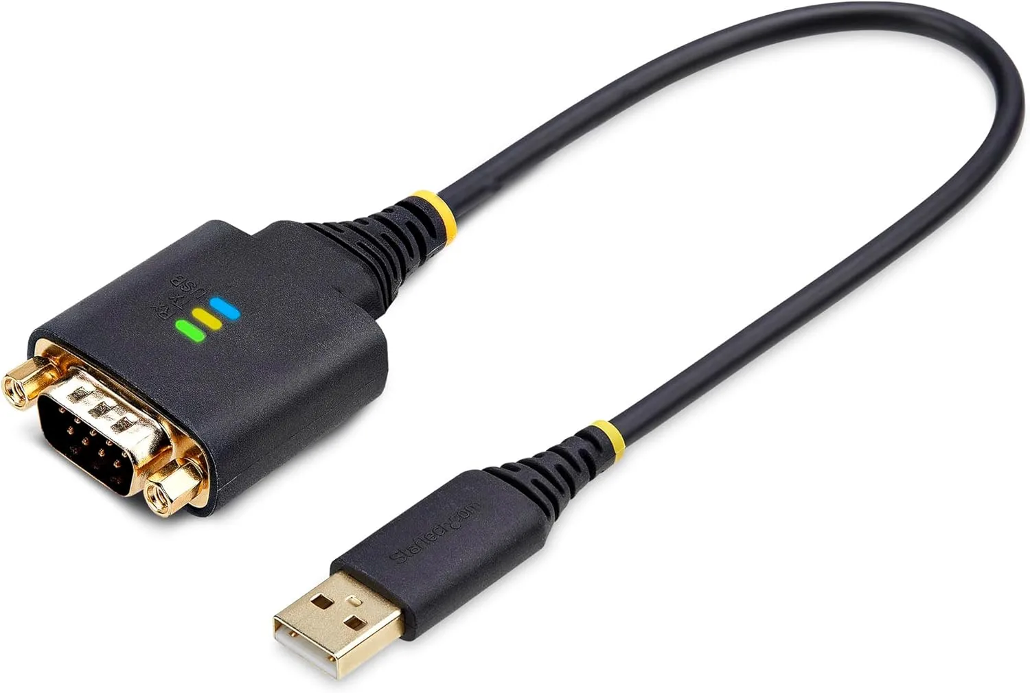 StarTech.com 1ft/30cm USB to Serial Adapter Cable, COM Retention, FTDI, USB-A to DB9 RS232, Interchangeable DB9 Nuts/Screws