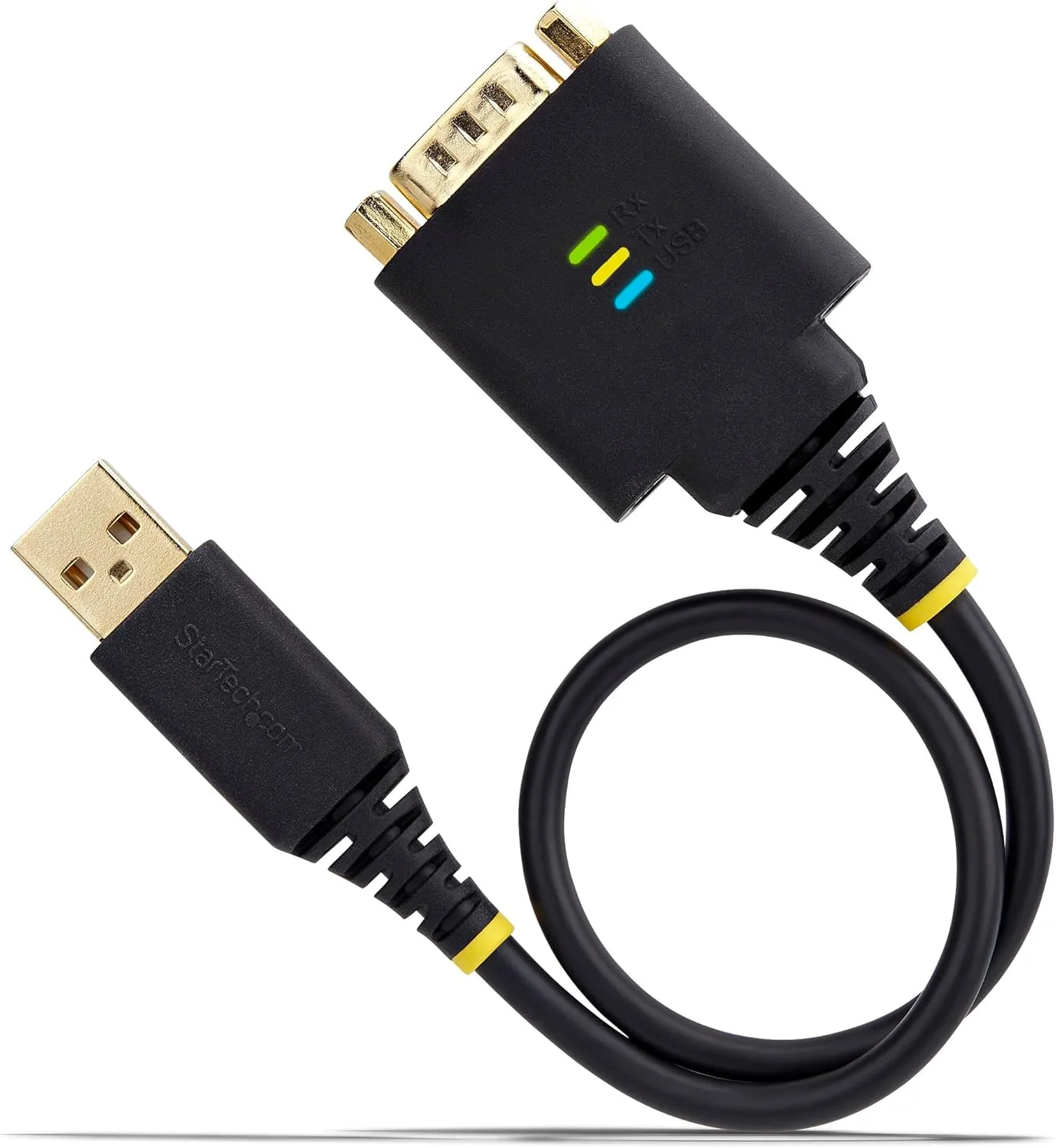 StarTech.com 1ft/30cm USB to Serial Adapter Cable, COM Retention, FTDI, USB-A to DB9 RS232, Interchangeable DB9 Nuts/Screws