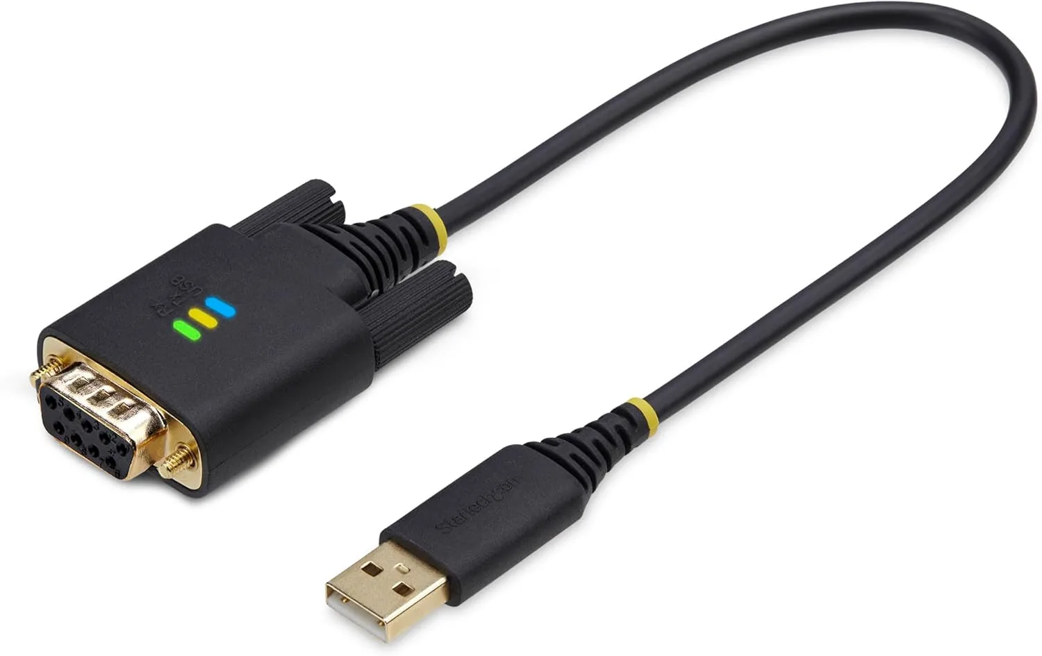 StarTech.com 1ft/30cm USB to Serial Adapter Cable, COM Retention, FTDI, USB-A to DB9 RS232, Interchangeable DB9 Nuts/Screws