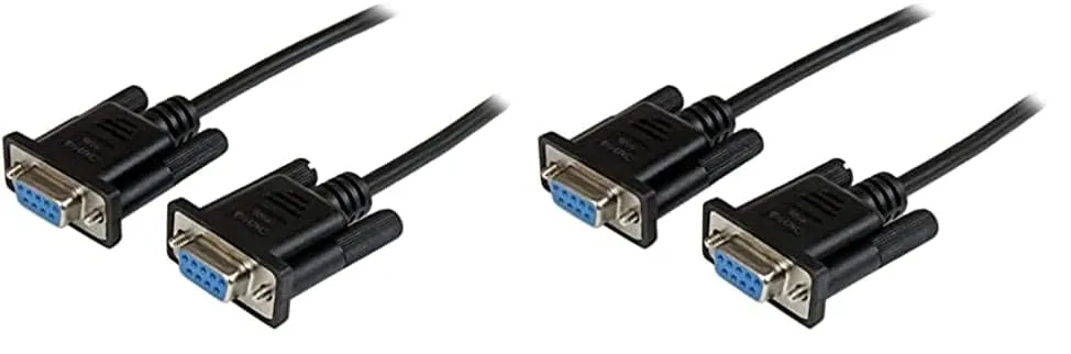 StarTech.com 1m Black DB9 RS232 Serial Null Modem Cable F/F - DB9 Female to Female - 9 pin RS232 Null Modem Cable