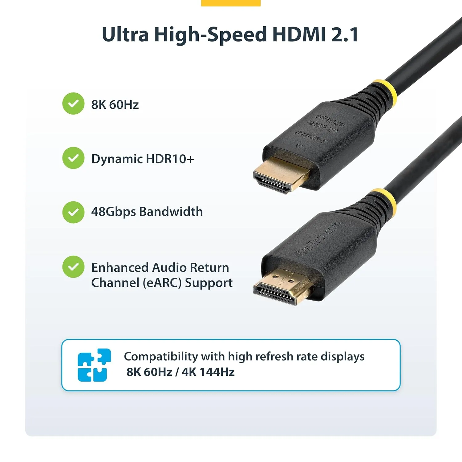StarTech.com 3m (10ft) Certified Ultra High Speed HDMI Cable, 8K 60Hz/4K 120Hz, HDMI 2.1 Cord with HDR10+ / eARC, 48Gbps