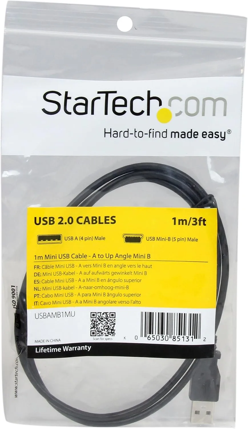 StarTech.com Angled Mini USB Cable - USB A to Mini B