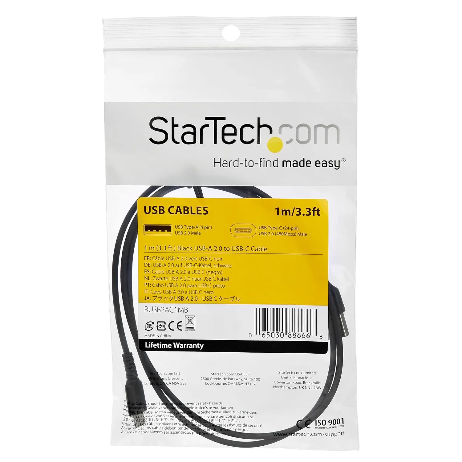 StarTech.com USB-C to USB-C Cable — Aramid Fiber, TPE Jacket, USB 2.0, 60W