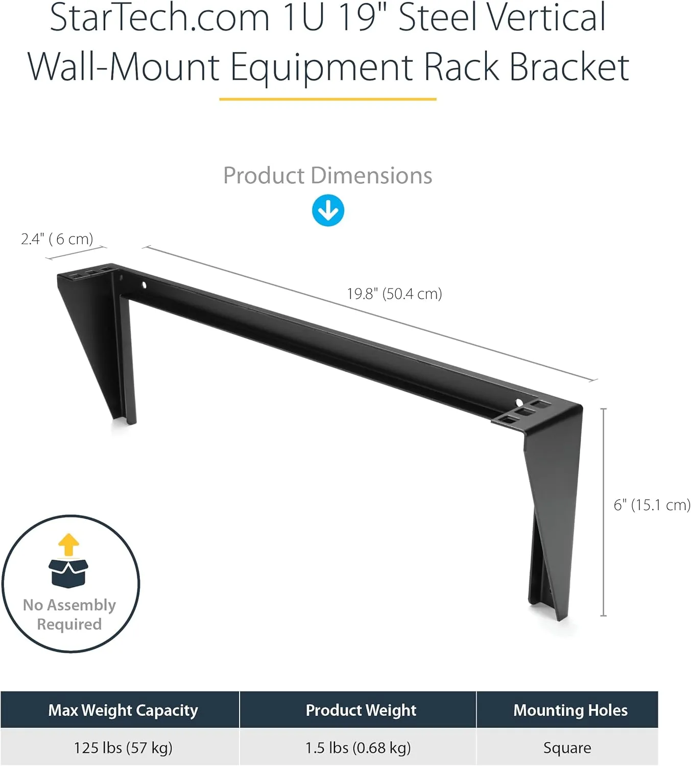 StarTech.com 1U Wall Mount Patch Panel Bracket – 19 in – Steel - Vertical Mounting Bracket for Networking and Data Equipment