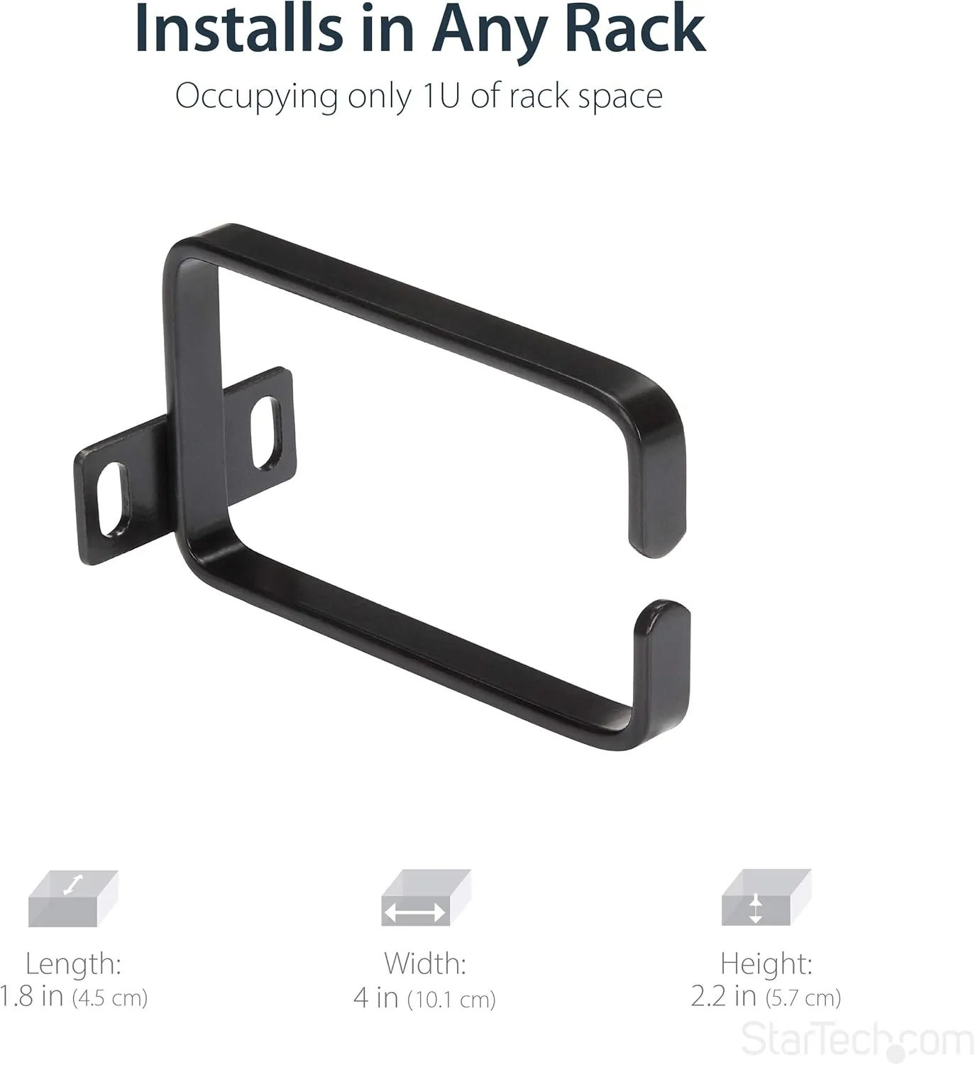StarTech.com Vertical Server Rack Cable Management D-Ring Hook - Steel, Black