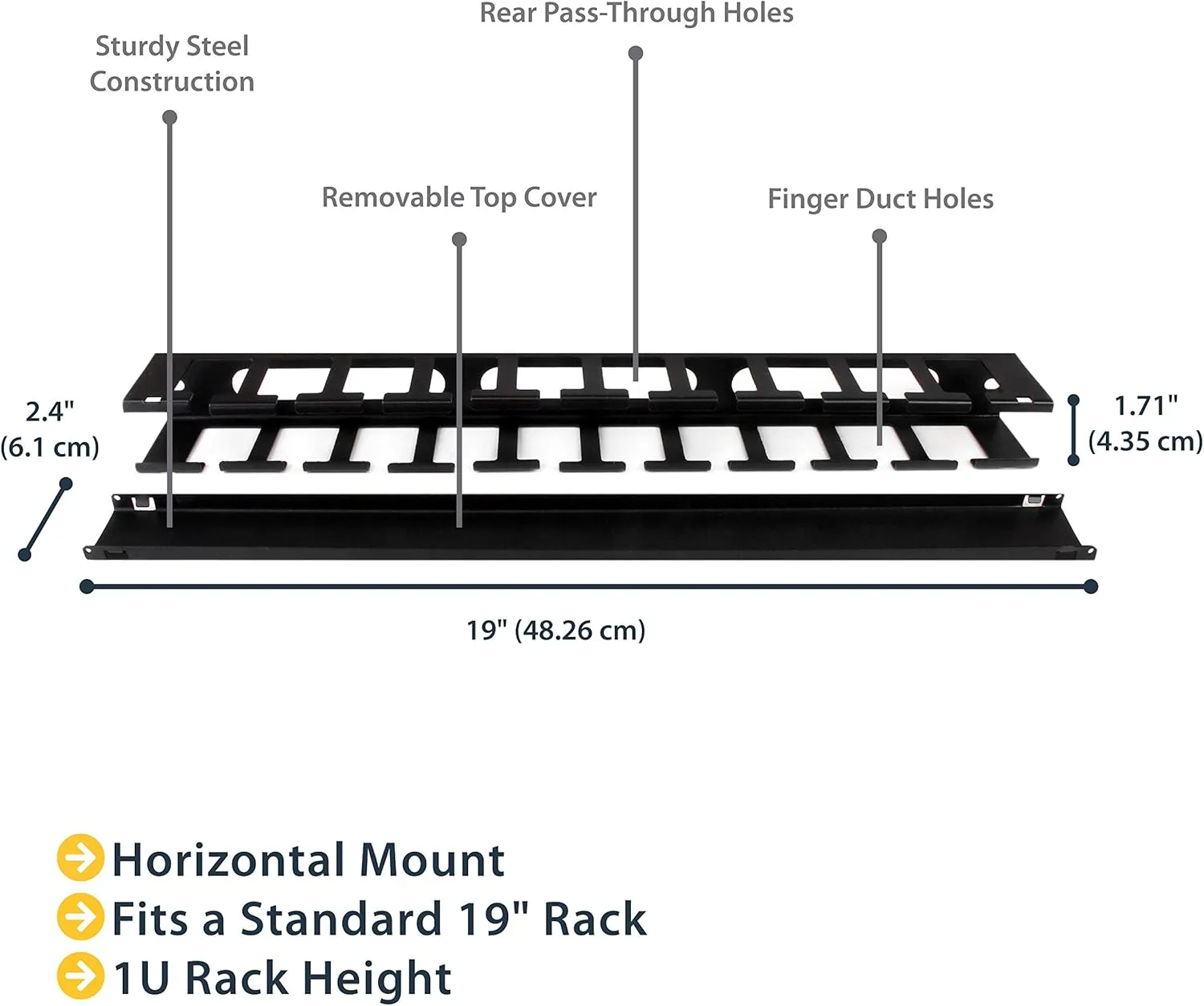 StarTech.com 1U 19" Rack Cable Management Panel