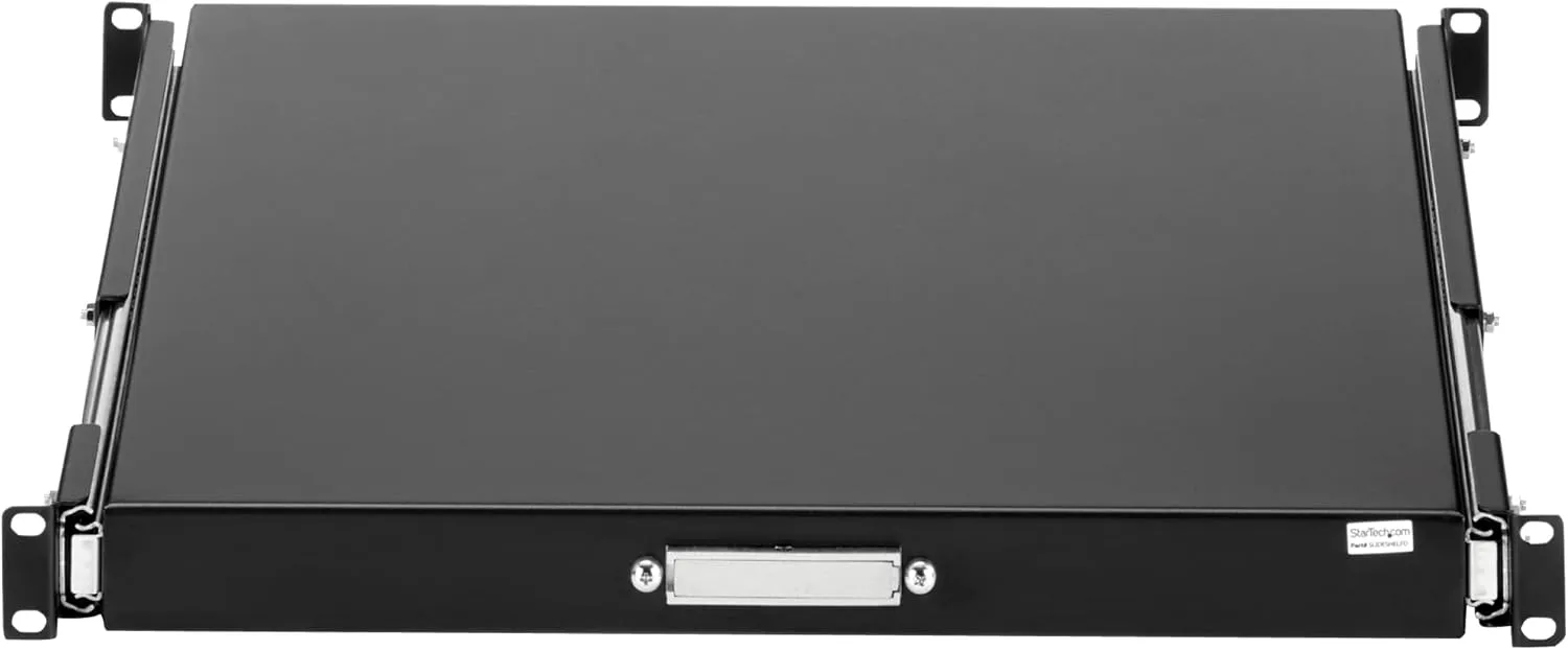 StarTech.com 1U Sliding Server Rack Mount Keyboard Shelf Tray, 55lbs (25Kg), 22in (55cm) Deep Steel Pull Out Drawer for Racks