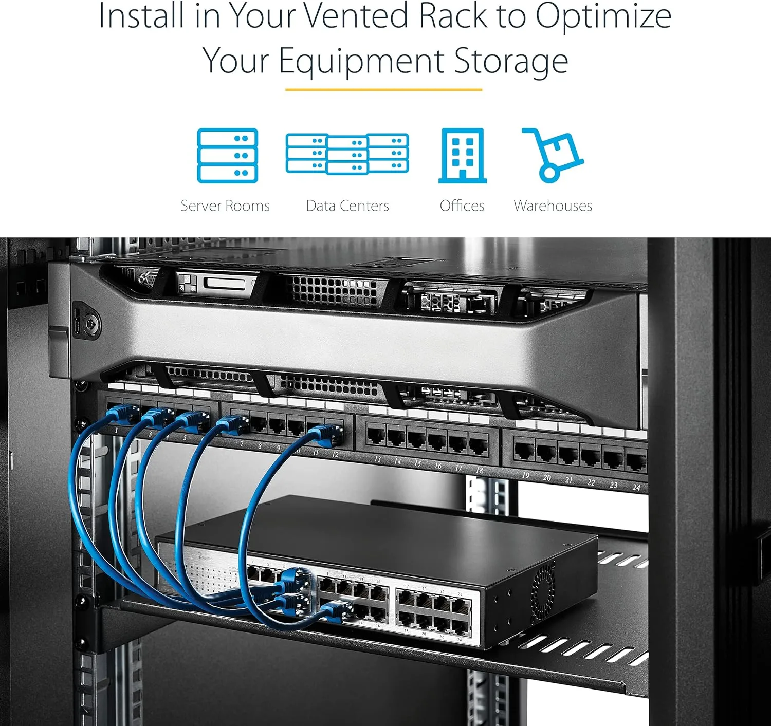 StarTech.com 1U Server Rack Shelf - Universal Vented Rack Mount Cantilever Tray for 19" Network Equipment Rack - 44LB/20KG