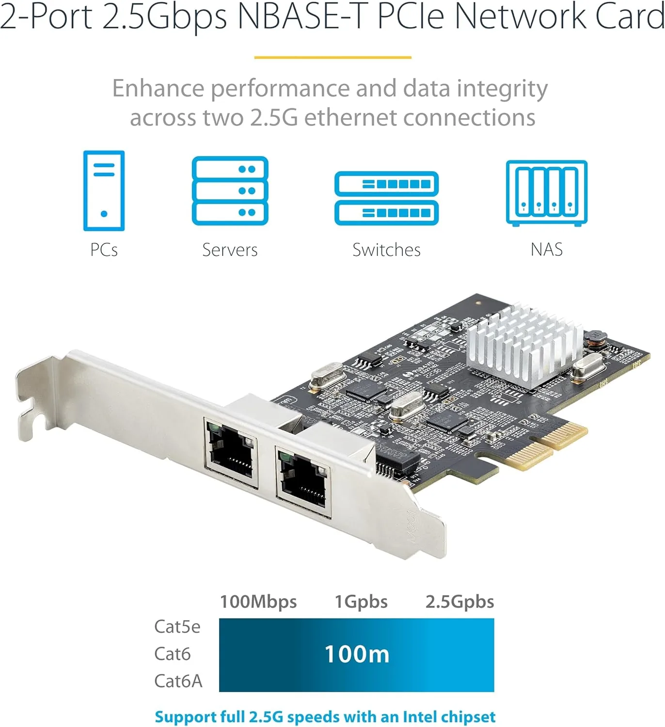 StarTech.com 2-Port 2.5Gbps NBASE-T PCIe Network Card PR22GI-NETWORK-CARD