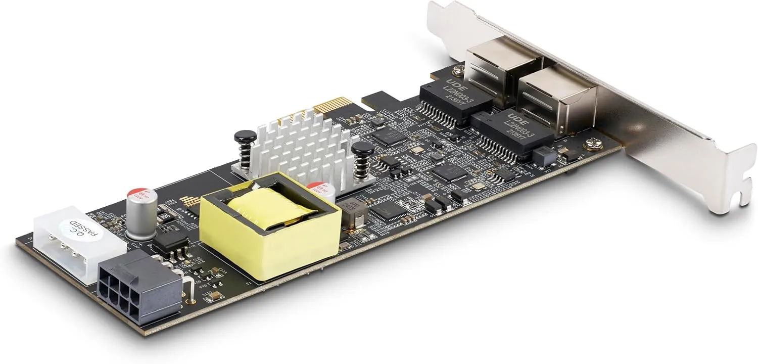 StarTech.com 2-Port 2.5Gbps NBASE-T PoE Network Card, Dual Intel I225-V, 802.3af/at PoE+ Multi-Gigabit NIC, Windows/Linux