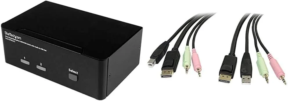 StarTech.com 2-Port DisplayPort Dual-Monitor KVM Switch - 4K 60Hz (SV231DPDDUA2)