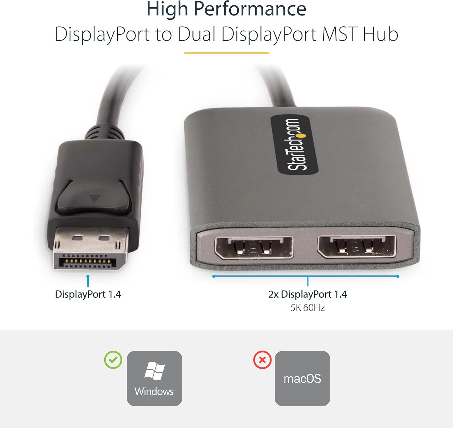 StarTech.com DisplayPort 1.4 MST Hub - Multi-Monitor DP Splitter
