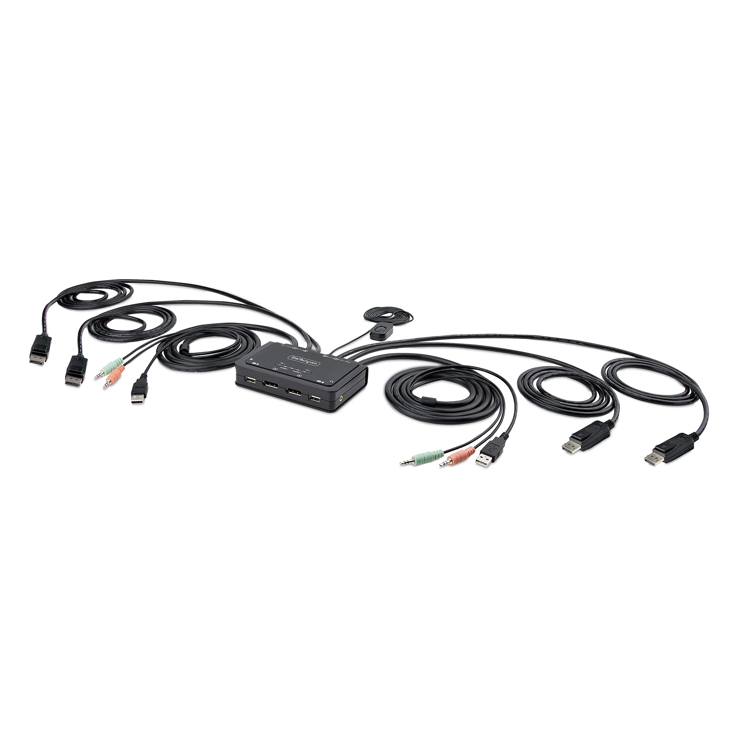 StarTech.com 2-Port Dual-Monitor DisplayPort KVM Switch, 4K 60Hz (C2-DD46-UA2-CBL-KVM)