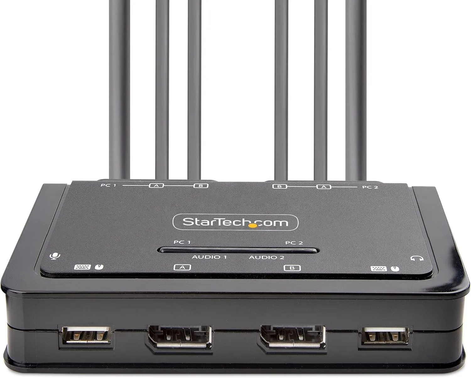 StarTech.com 2-Port Dual-Monitor DisplayPort KVM Switch, 4K 60Hz (C2-DD46-UA2-CBL-KVM)