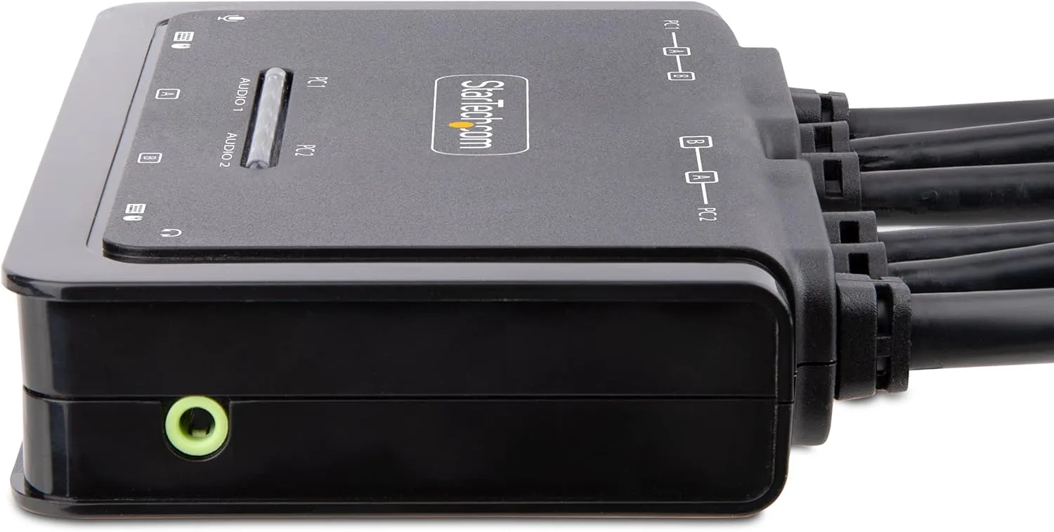 StarTech.com 2-Port Dual-Monitor DisplayPort KVM Switch, 4K 60Hz (C2-DD46-UA2-CBL-KVM)