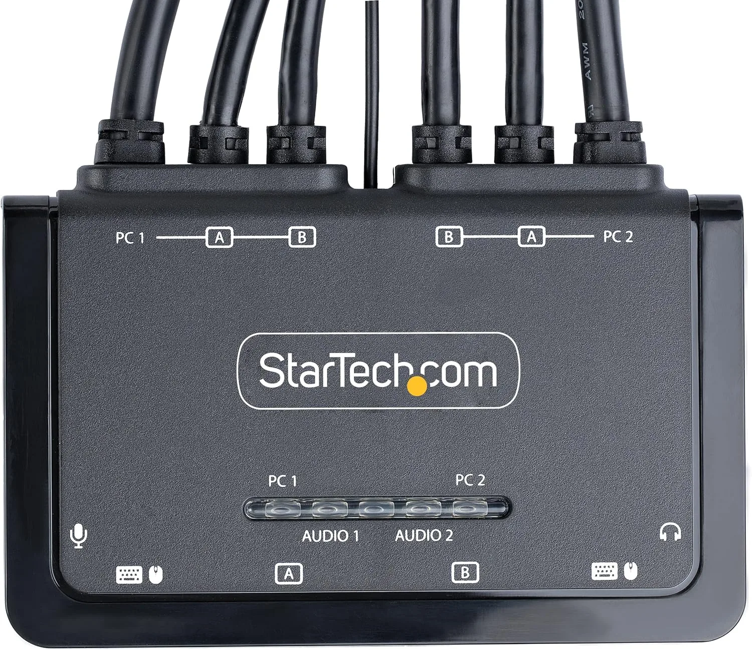 StarTech.com 2-Port Dual-Monitor DisplayPort KVM Switch, 4K 60Hz (C2-DD46-UA2-CBL-KVM)