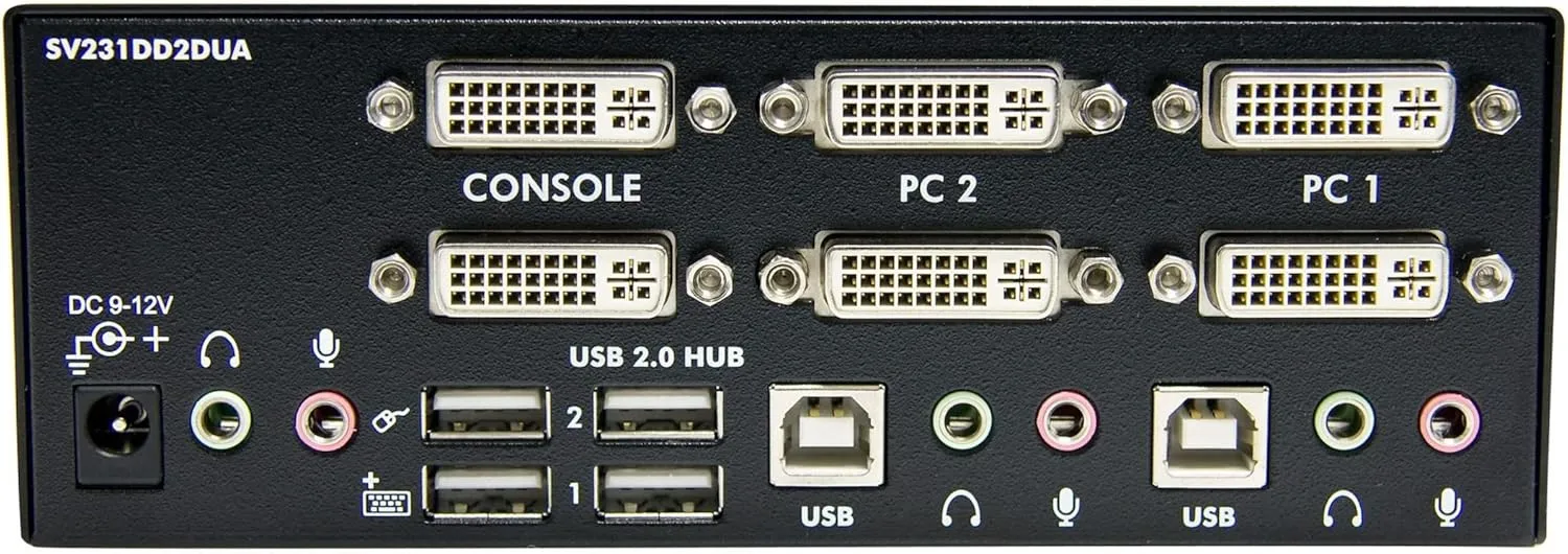 StarTech.com 2-Port Dual DVI USB KVM Switch with Audio & USB 2.0 Hub (SV231DD2DUA)