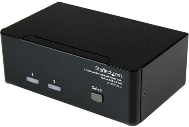 StarTech.com 2-Port Dual DVI USB KVM Switch with Audio & USB 2.0 Hub (SV231DD2DUA)