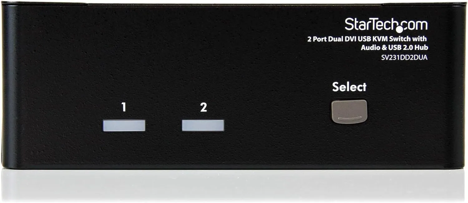 StarTech.com 2-Port Dual DVI USB KVM Switch with Audio & USB 2.0 Hub (SV231DD2DUA)