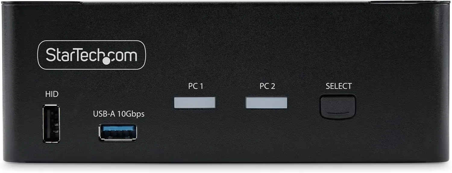StarTech.com 2-Port Dual-Monitor DisplayPort 1.4 KVM Switch, 8K 60Hz / 4K 144Hz, 2X USB 3.2 10Gbps Ports, TAA Compliant