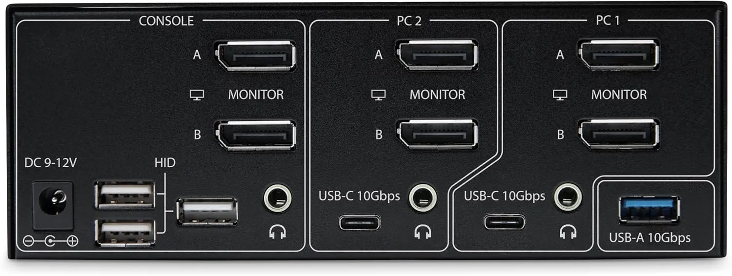 StarTech.com 2-Port Dual-Monitor DisplayPort 1.4 KVM Switch, 8K 60Hz / 4K 144Hz, 2X USB 3.2 10Gbps Ports, TAA Compliant