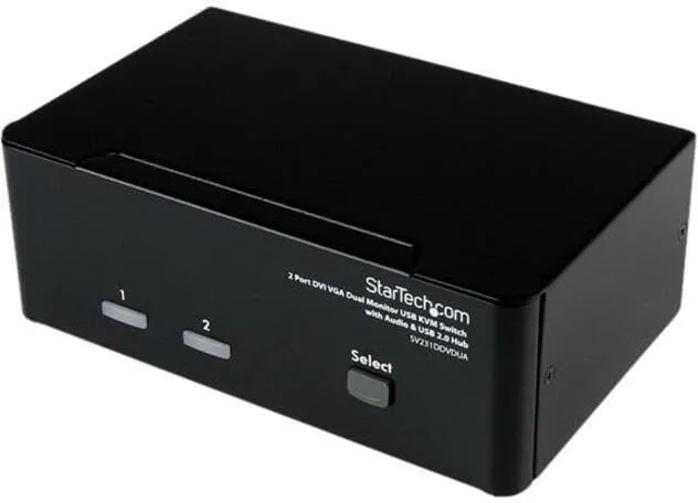 StarTech.com DVI/VGA Dual-Monitor KVM Switch with Audio and USB 2.0 Hub