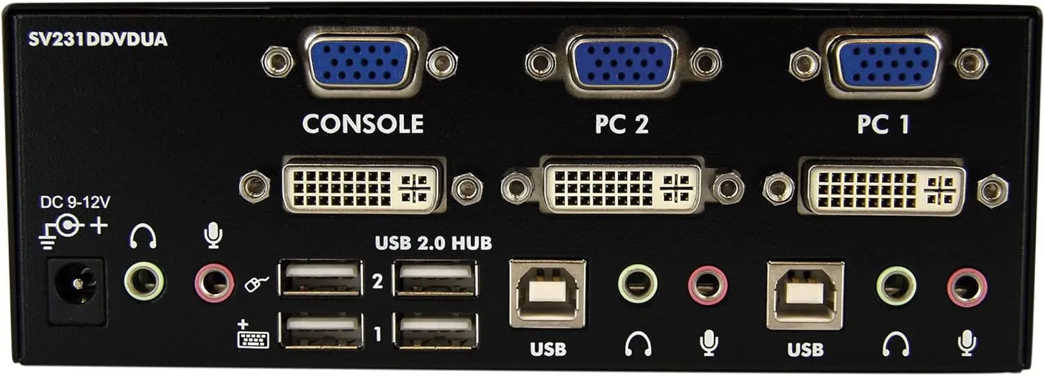 StarTech.com DVI/VGA Dual-Monitor KVM Switch with Audio and USB 2.0 Hub