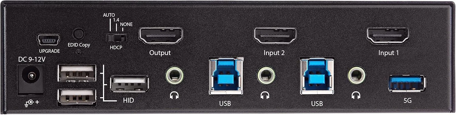 StarTech.com 2 Port HDMI KVM Switch - Single Monitor 4K 60Hz Ultra HD HDR - Desktop HDMI 2.0 KVM Switch with 2 Port USB 3.0 Hub (5Gbps) and 4X USB 2.0 HID, Audio - Hotkey Switching - TAA
