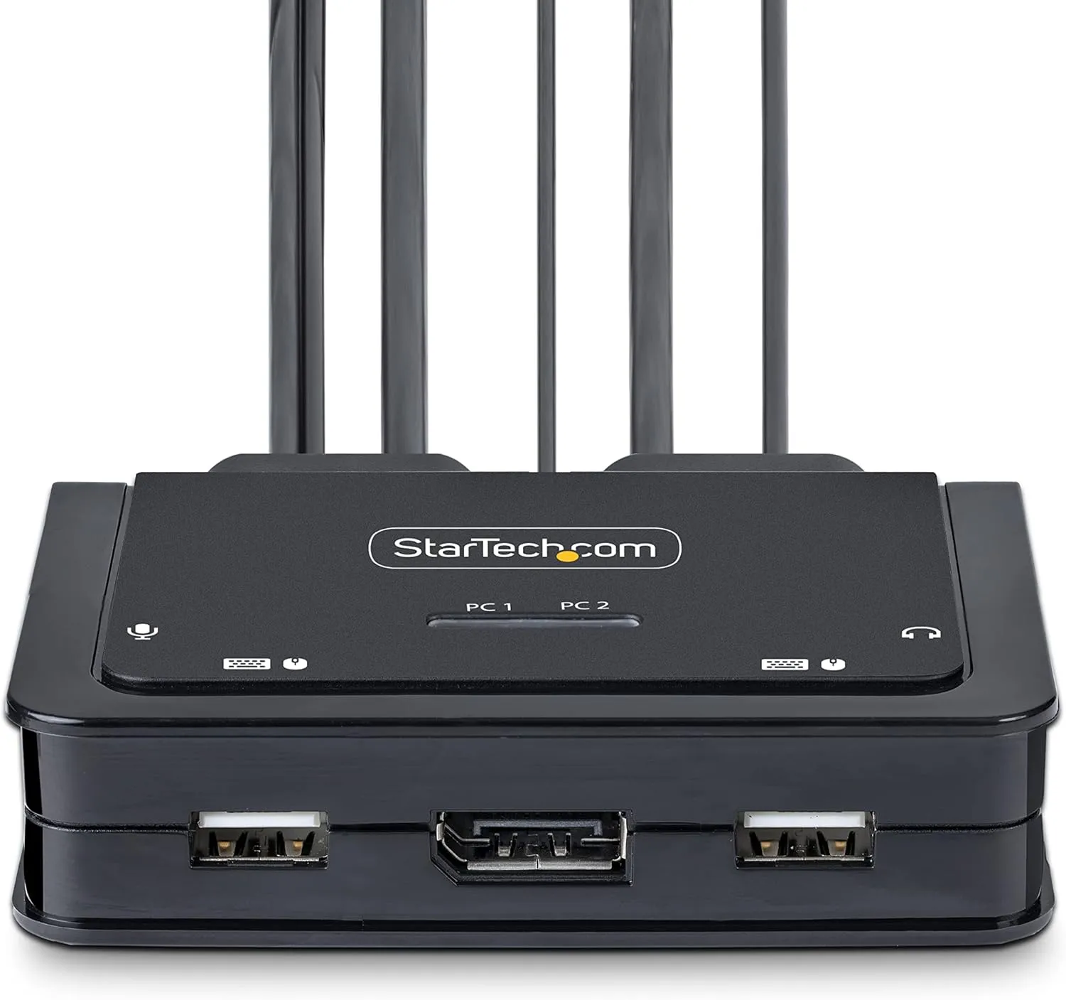 StarTech.com 2-Port Hybrid USB-C DisplayPort Cable KVM Switch, 4K 60Hz, Compact KVM with 6ft/1.8m USB-A/DP/Audio & 4ft/1.2m USB-C Integrated Cables, Bus Powered, Hotkey Switching (C2-D46-UAC-CBL-KVM)