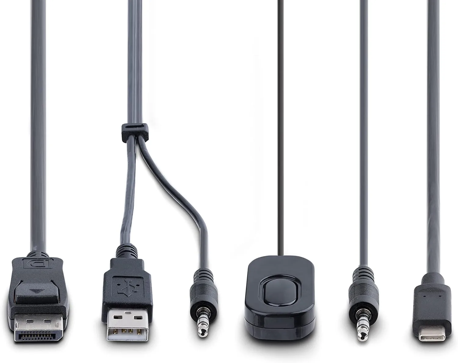StarTech.com 2-Port Hybrid USB-C DisplayPort Cable KVM Switch, 4K 60Hz, Compact KVM with 6ft/1.8m USB-A/DP/Audio & 4ft/1.2m USB-C Integrated Cables, Bus Powered, Hotkey Switching (C2-D46-UAC-CBL-KVM)