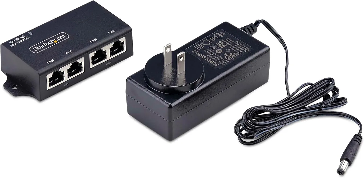 StarTech.com 2-Port PoE+ Injector, 10/100/1000Mbps, PoE/PoE+ (802.3af/at), 4X 10/100/1000BASE-T RJ45, 30W, Wall Mountable