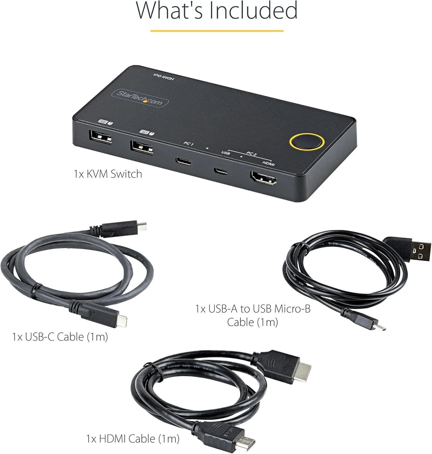 StarTech.com 2 Port Hybrid USB-A + HDMI & USB-C KVM Switch - Single 4K 60Hz HDMI 2.0 Monitor