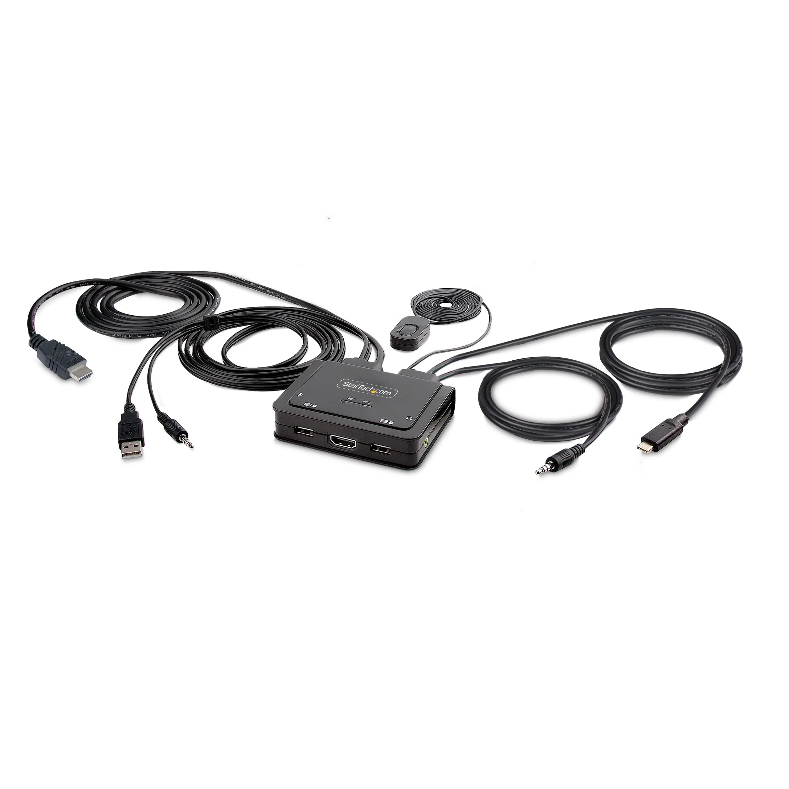 StarTech 2-Port Hybrid USB-C HDMI 4K60 KVM Switch with Integrated Cables (C2-H46-UAC-CBL-KVM)
