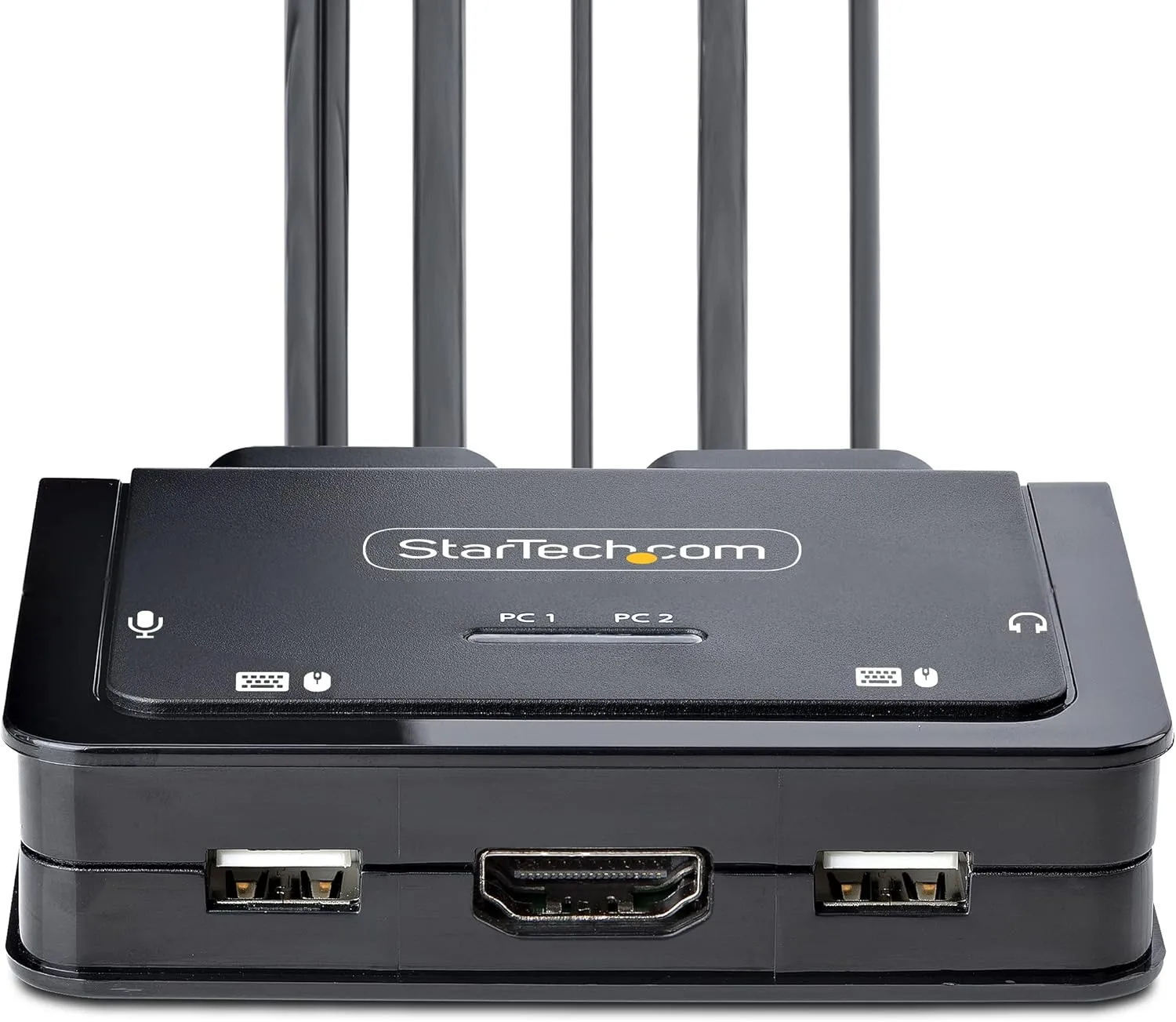 StarTech 2-Port Hybrid USB-C HDMI 4K60 KVM Switch with Integrated Cables (C2-H46-UAC-CBL-KVM)