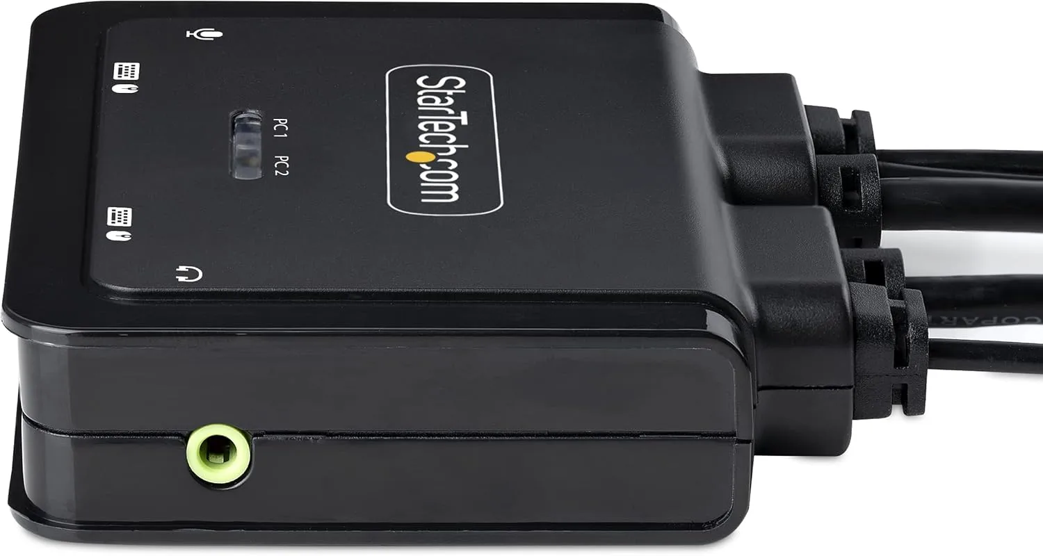 StarTech 2-Port Hybrid USB-C HDMI 4K60 KVM Switch with Integrated Cables (C2-H46-UAC-CBL-KVM)