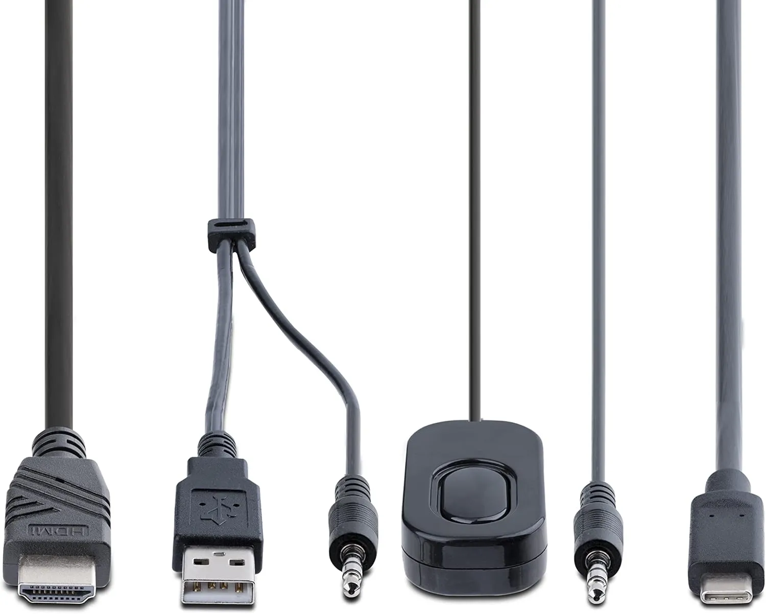 StarTech 2-Port Hybrid USB-C HDMI 4K60 KVM Switch with Integrated Cables (C2-H46-UAC-CBL-KVM)
