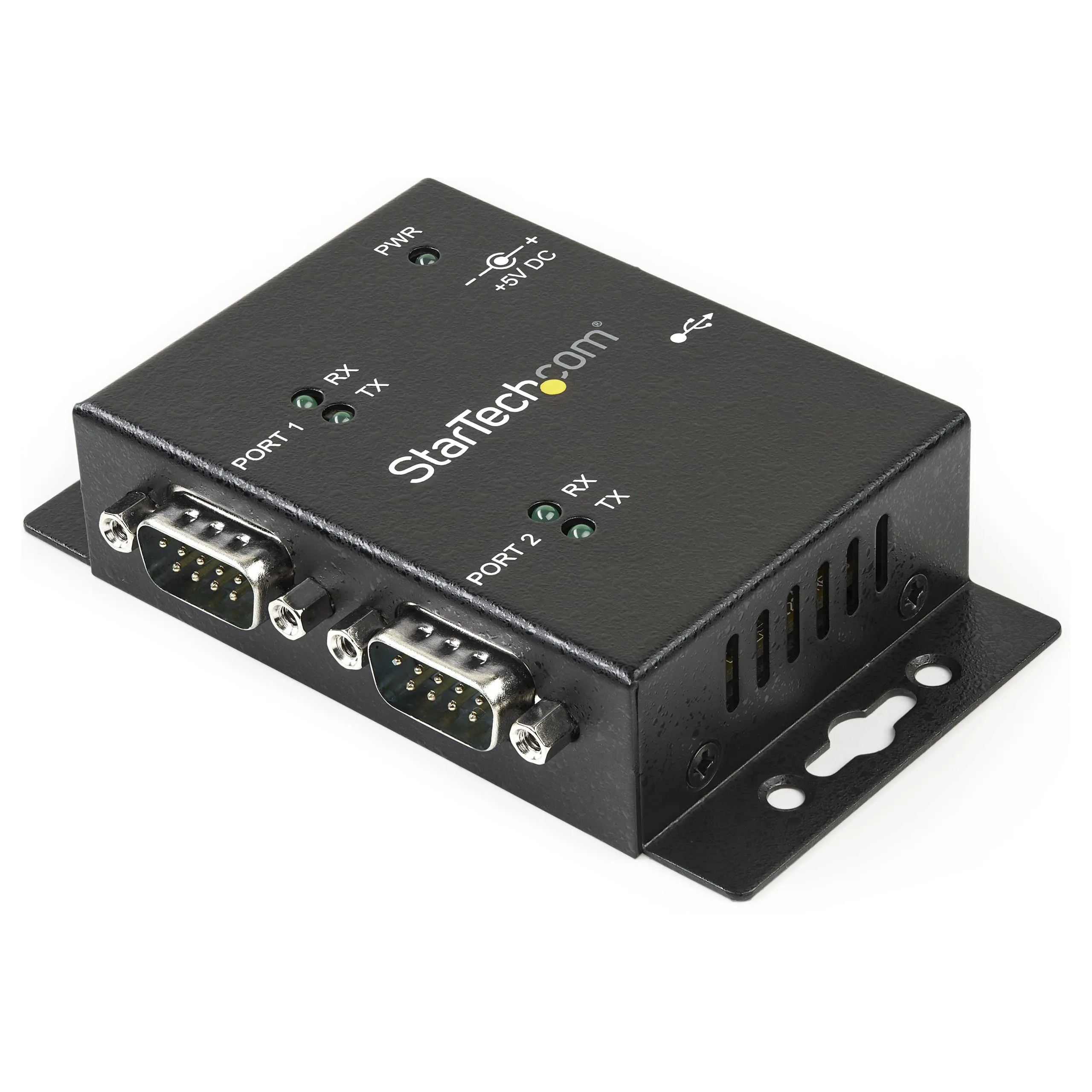 StarTech.com USB to Serial Adapter - 2 Port - Wall Mount - Din Rail Clips - Industrial - COM Port Retention - FTDI - DB9