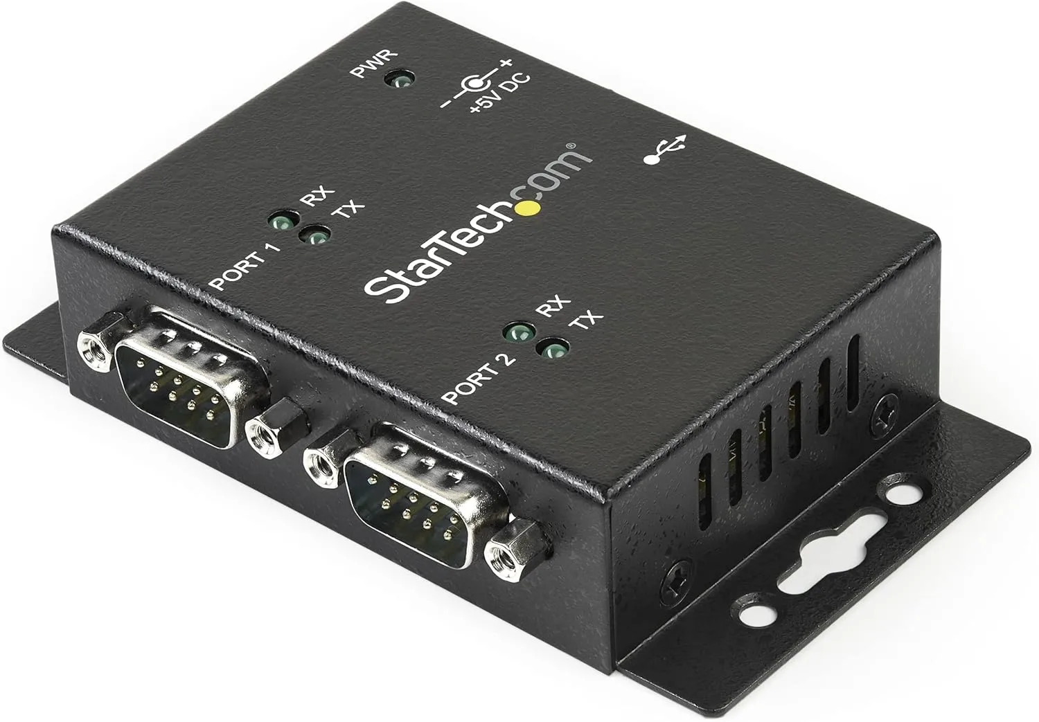 StarTech.com USB to Serial Adapter - 2 Port - Wall Mount - Din Rail Clips - Industrial - COM Port Retention - FTDI - DB9