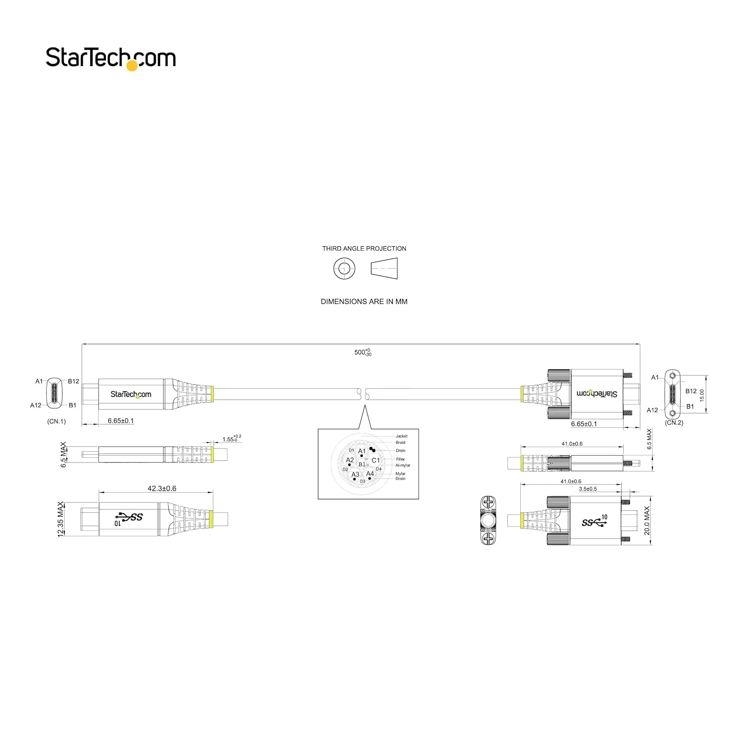 StarTech.com Screw Locking USB-C Cable USB 3.2 Gen 2 10Gbps 100W (5A)
